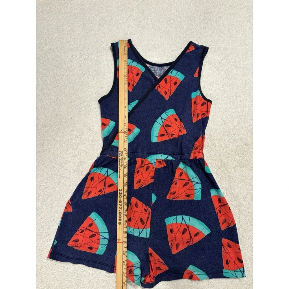 Tea Collection Sleeveless Cross-back Romper Kids S16, Wax Print Watermelon, Blue
